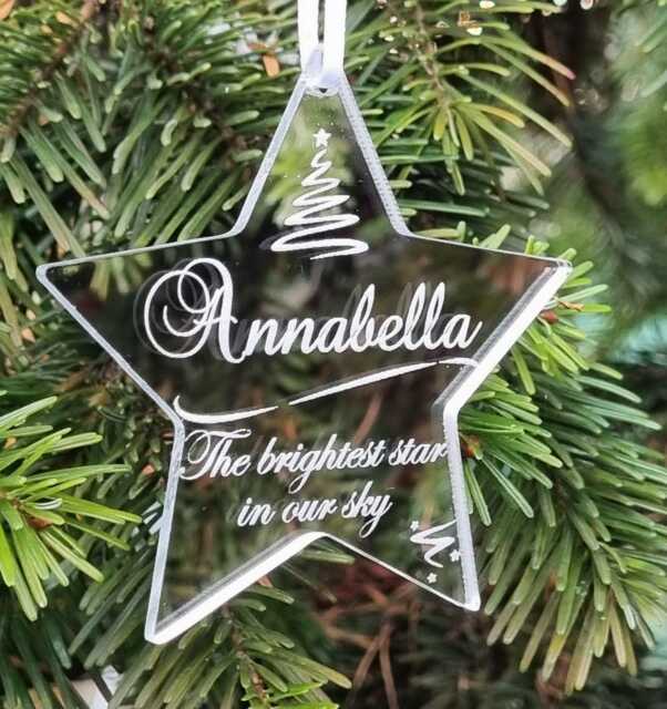 "Christmas Star Ornament Personlised Name ""The Brightest in Our Sky" - image 1