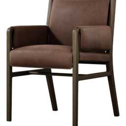 Handcrafted Leather Dining Chair, Architectural Armchair, Solid Hardwood Frame - thumbnail 4