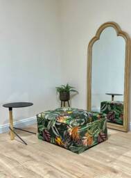 Green Floral Velvet Ottoman With Storage - Rainforest Footstool - thumbnail 2