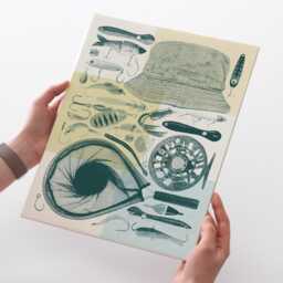 Fishing Flatlay Wall Art Print - Vintage Poster Design, Archival Quality Matte Fine Art Print. Risograph Print, Outdoorsman Gift - thumbnail 3