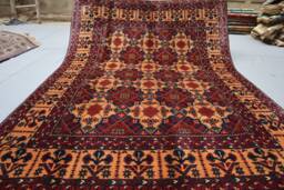 5x7 Ft Fine Tribal Area Rug - Orange Afghan Hand Knotted Wool For Living Room Home Decor Bedroom Rug, Oriental Turkmen - thumbnail 1