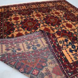 5x7 Ft Fine Tribal Area Rug - Orange Afghan Hand Knotted Wool For Living Room Home Decor Bedroom Rug, Oriental Turkmen - thumbnail 4