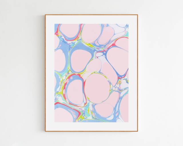 Light Pink & Purple Marbling Print, Colorful Wall Art Prints, Abstract Art, Marble Painting, Pastel Decor, Large - image 1