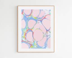 Light Pink & Purple Marbling Print, Colorful Wall Art Prints, Abstract Art, Marble Painting, Pastel Decor, Large - thumbnail 1