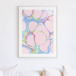 Light Pink & Purple Marbling Print, Colorful Wall Art Prints, Abstract Art, Marble Painting, Pastel Decor, Large - thumbnail 3