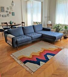 Handwoven Wool Kilim Rug Terra Potta, Natural Dye, Turkish Artistry - thumbnail 1