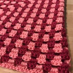 Granny Square Baby Girl Blanket - Pink Crocheted - thumbnail 2