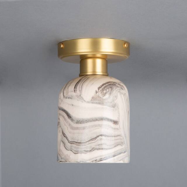 Osier Marbled Ceramic Flush Ceiling Light 4.5'' Ip20 - image 1