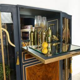 Blue & Gold Cocktail Cabinet Display Cabinet - Sold Contact To Commission - thumbnail 4