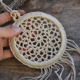 Dream Catcher, Crochet Dreamcatcher, Boho Home Decor, Recycled Doily Wall Hanging - thumbnail 3