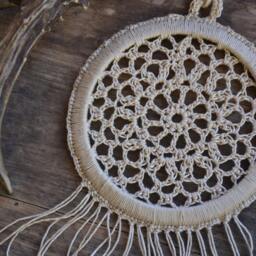 Dream Catcher, Crochet Dreamcatcher, Boho Home Decor, Recycled Doily Wall Hanging - thumbnail 2