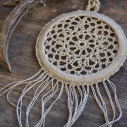 Dream Catcher, Crochet Dreamcatcher, Boho Home Decor, Recycled Doily Wall Hanging - thumbnail 4