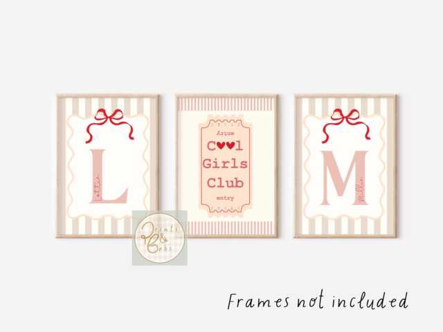 Personalised Cool Girls Club Sisters Prints. Set Of 3 Perfect For A Bedrooms, Nursery Or Playroom - Prints Only - image 1