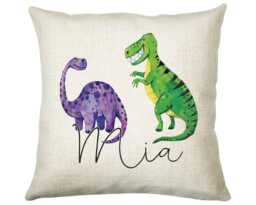 Personalised Dinosaur Cushion Gift Printed Name Design - Throw Pillow For Boy Girl Kids Bedroom Birthday Christmas Cs165 - thumbnail 1
