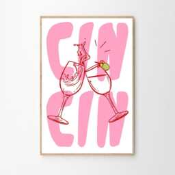 Cin Wine Art Canvas Poster, Kitchen Wall Art, Bar Cart Aesthetic Decor, Retro Home Printed Gift - thumbnail 2
