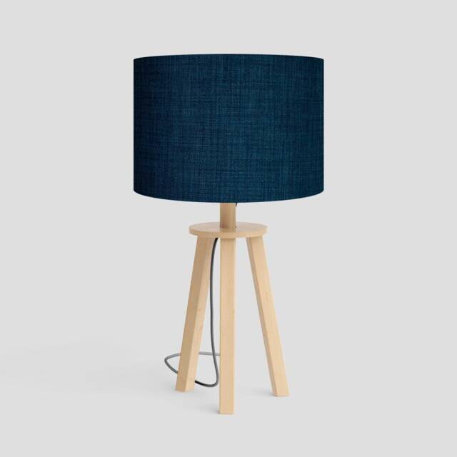 Handmade Drum Lampshade Linoso Orion Navy Fabric - image 1