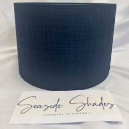 Handmade Drum Lampshade Linoso Orion Navy Fabric - thumbnail 2