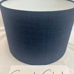 Handmade Drum Lampshade Linoso Orion Navy Fabric - thumbnail 3