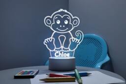 Personalised Monkey Led Night Light Remote Controlled, Laser Engraved - thumbnail 1
