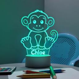 Personalised Monkey Led Night Light Remote Controlled, Laser Engraved - thumbnail 2