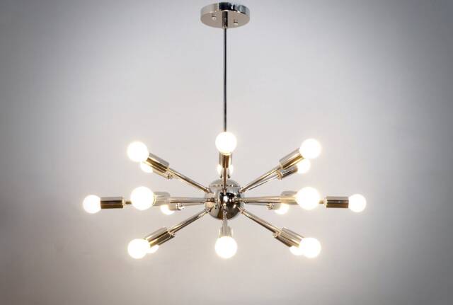 Mid Century Sputnik Chandelier, 18 Light, Handmade Brass Ceiling Light - image 1