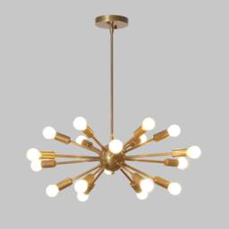 Mid Century Sputnik Chandelier, 18 Light, Handmade Brass Ceiling Light - thumbnail 2