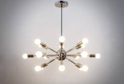 Mid Century Sputnik Chandelier, 18 Light, Handmade Brass Ceiling Light