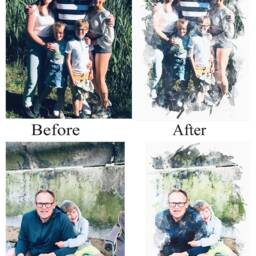 Personalised Watercolor Photo Print Custom Couple Portrait - thumbnail 3