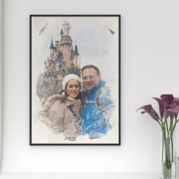 Personalised Watercolor Photo Print Custom Couple Portrait - thumbnail 2