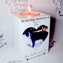 Personalised Pet Memorial Candle, Wooden Photo Tealight Holder - thumbnail 3