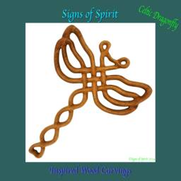 Celtic Dragonfly Wood Carving - Knot Of Transformation, Wisdom, Maturity Water Symbol Shamanic Spirit Animal Wall Hanging - thumbnail 1