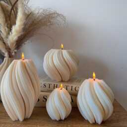 Swirl Flame Soy Wax Candle - Handmade Twist Sculpture, Modern Decor - thumbnail 3