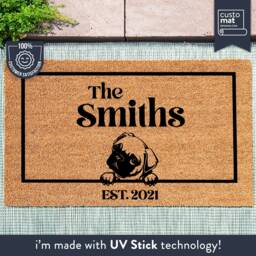 Pug Gift - Dog Lover Doormat Custom Name Personalized Animal Welcome Mat Family - thumbnail 1