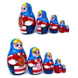 Handmade Nesting Dolls Traditional Tea Ceremony Babushka, Montessori Toy - thumbnail 4