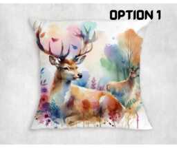 Majestic Stag Canvas Cushion Cover Rustic Woodland Pillow - thumbnail 1