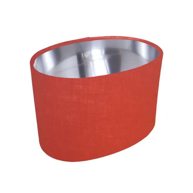 Oval Burnt Orange Lampshade in Linen With A Silver Lining Lightshade - image 1
