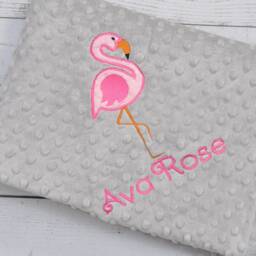Personalized Girl Baby Blanket-Flamingo Baby Blanket-Flamingo Minky Blanket-Personalized Blanket-Minky Blanket-Girl Blanket - thumbnail 2