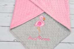 Personalized Girl Baby Blanket-Flamingo Baby Blanket-Flamingo Minky Blanket-Personalized Blanket-Minky Blanket-Girl Blanket - thumbnail 1
