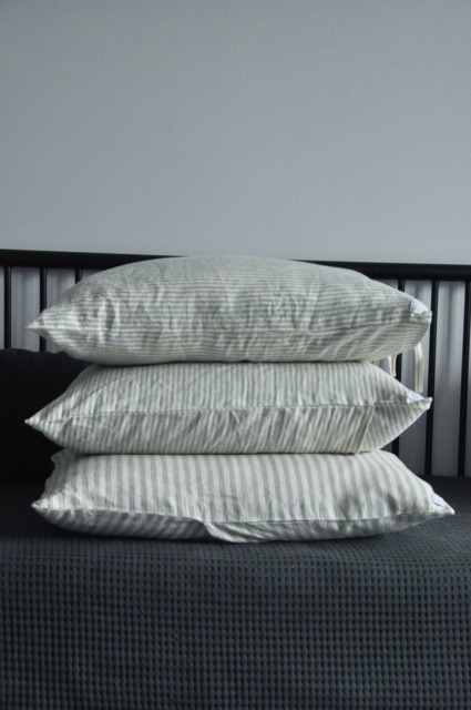 striped Linen Pillow Covers Home Decor, Bedroom Body Cover, Farmhouse Pillow, Throw Pillows, Floor Denim Bedding - image 1
