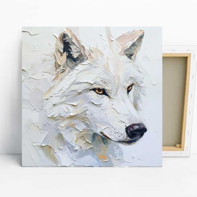 Wolf Art, Canvas Or Poster, Abstract Modern Minimalist Decor, Living Room Bedroom Entryway Office Wall White Grey Multicolor Black - image 1