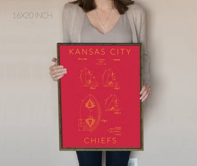 Kansas City Chiefs Poster. Football Patent Prints. Sports Art. Print. Gift For Fan Vintage Art - image 1