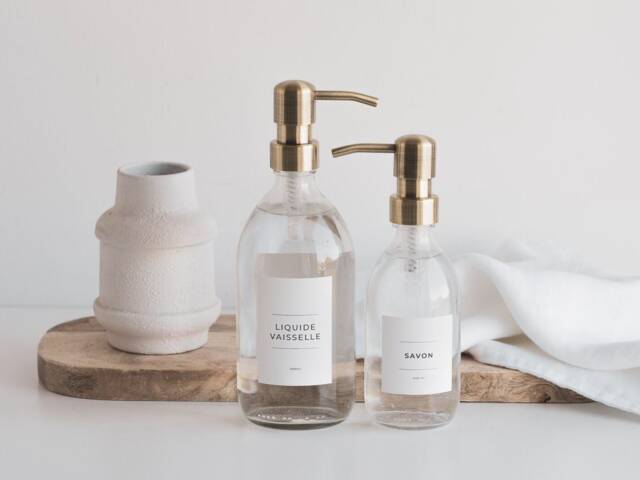 Refillable Glass Soap Dispenser With Stainless Steel Pump, Custom Waterproof Label - image 1