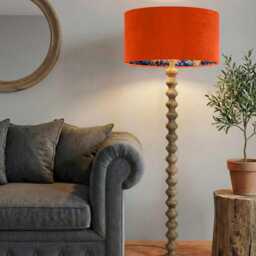 Handmade By Order Luxury Pumpkin Orange Velvet & Fox in Forest Pattern Drum Lamp Shade Pendant Light All Shapes Sizes Avail - thumbnail 2