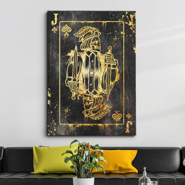 Jack Skull Playing Cards King Ace Love Wife Husband His Hers Son Family, Framed Canvas Wall Art Poster Print, Home Office & Room Decor, Gift - image 1