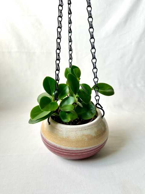 Hanging Planter, Basic Medium Ceramic Planter With Drainage Hole, Hanging Chain, Gardening Gift - image 1
