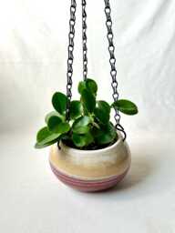 Hanging Planter, Basic Medium Ceramic Planter With Drainage Hole, Hanging Chain, Gardening Gift - thumbnail 1