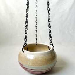 Hanging Planter, Basic Medium Ceramic Planter With Drainage Hole, Hanging Chain, Gardening Gift - thumbnail 4