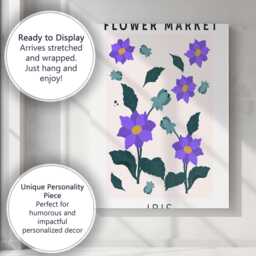 Purple Iris Floral Botanical Garden Illustration Contemporary Canvas Wall Art Print Decor Picture Ready To Hang - thumbnail 3