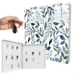 Plant Watercolors Key Cabinet For Home, Blue Industrial Box, Watercolor Flowers & Plants, Nature Lovers - thumbnail 2