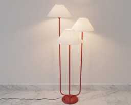 Floor Lamp in Red Color Contemporary Standing With Soft Fabric Shades For Bedroom Office Sofa Side Modern Home Lighting Decor